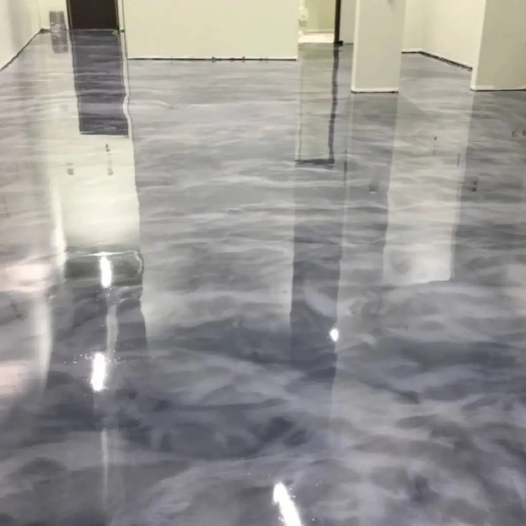 A floor that has been polished and is shiny.